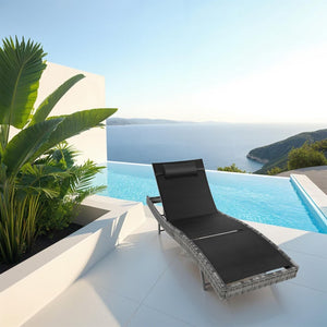 Rattan Sonnenliege Moana grau-meliert