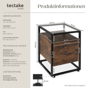 Nachttisch Dudley 40x43x60,5cm Industrial dunkelbraun