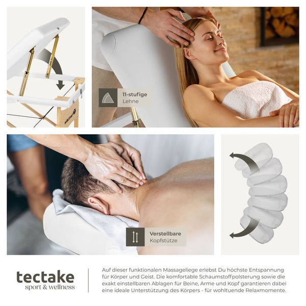 3 Zonen Massageliege-Set weiss