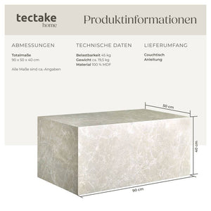 Couchtisch Lasley Travertin Optik 90 x 50 x 40 cm