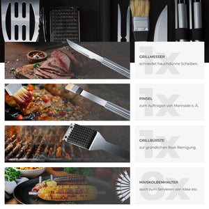 Grillbesteck aus Edelstahl 18-tlg.