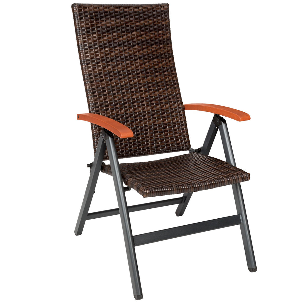 Chaise Canberra en rotin avec structure en aluminium, pliable, marron 