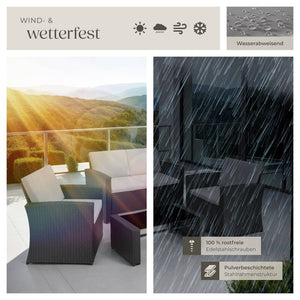 Rattan Lounge Lucca schwarz/grau
