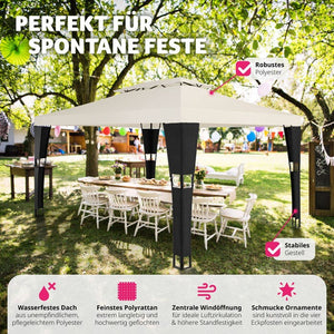 Rattan Garten Pavillon Mona 3x4m schwarz/crème