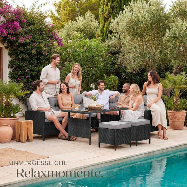 Rattan Lounge Barletta schwarz/grau