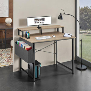 Schreibtisch mit Ablage und Stofftasche Industrial Holz hell, Eiche Sonoma 120 cm