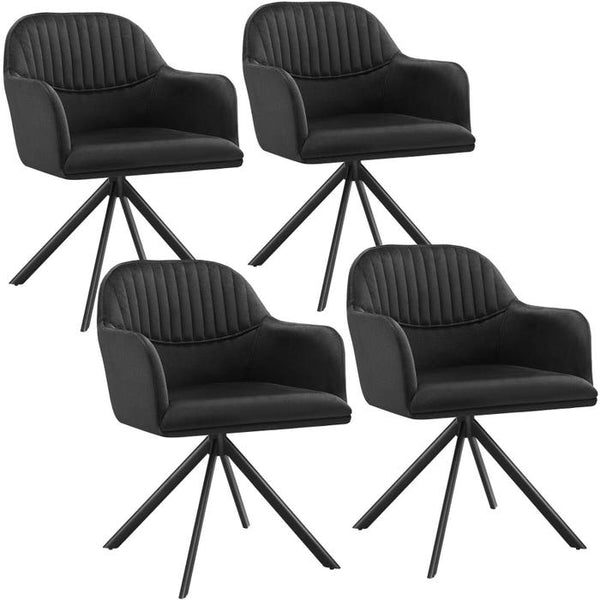 Samt-Drehstuhl Lona schwarz/schwarz 4er Set