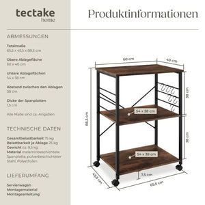 Servierwagen Rugby Industrial Holz dunkel, rustikal