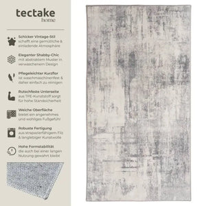 Vintage Teppich Nadira Kurzflor waschbar beige 80 x 150 cm