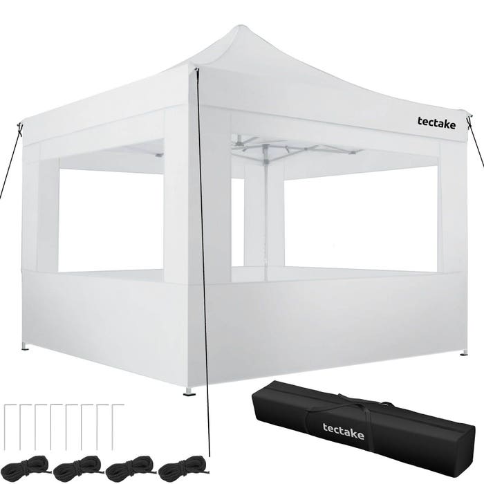 Faltbarer Garten Pavillon 3x3m mit 4 Seitenteilen weiss