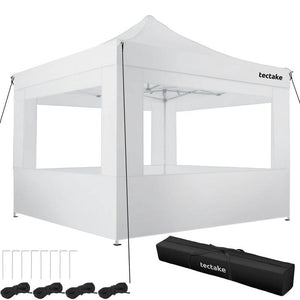 Faltbarer Garten Pavillon 3x3m mit 4 Seitenteilen weiss