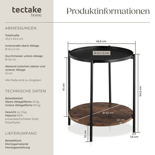 Beistelltisch Sunderland Industrial Holz dunkel, rustikal