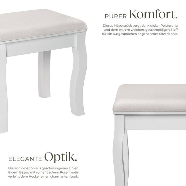 Schminktisch-Hocker, Rosenmuster