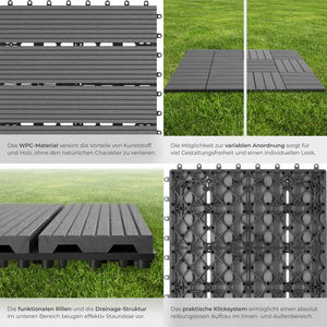 Terrassenfliesen Tegulas grau 22er Set