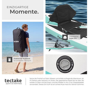 Stand-Up Paddle Board 2in1 Zenon weiss/türkis 288 cm ohne Kamerahalterung