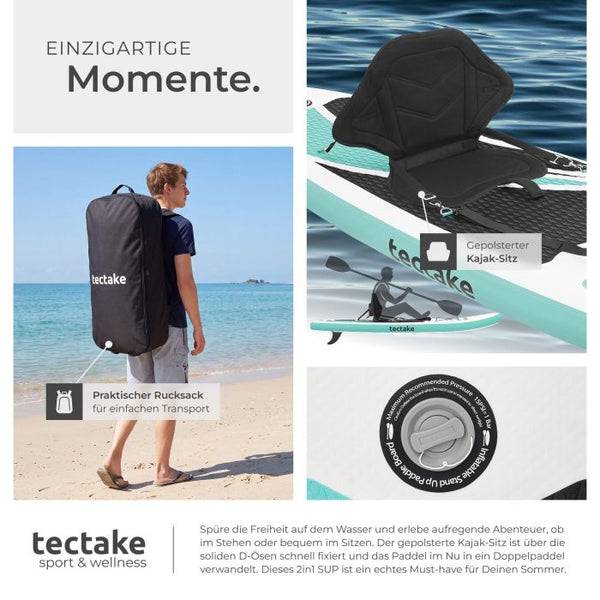 Stand-Up Paddle Board 2in1 Zenon weiss/türkis 288 cm ohne Kamerahalterung