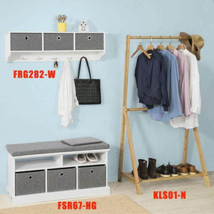 Wandgarderobe Kleiderhaken Flurgarderobe Weiss-Hellgrau