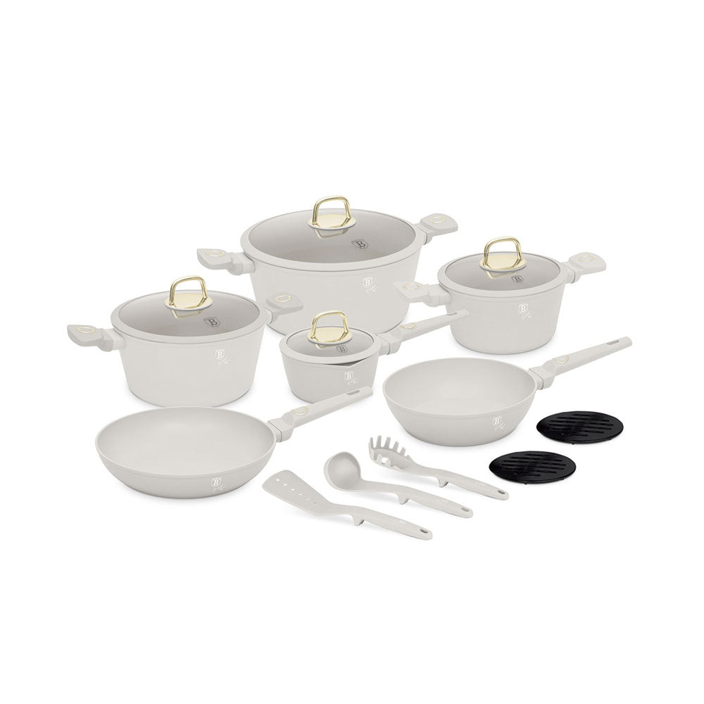 Berlinger Haus 15-teiliges Kochgeschirr-Set matt cream Sahara Collection
