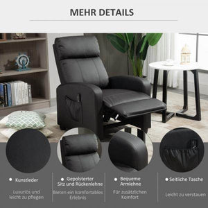 Massagesessel Massagefunktion Liegefunktion 2-Punkt-Massage Schwarz