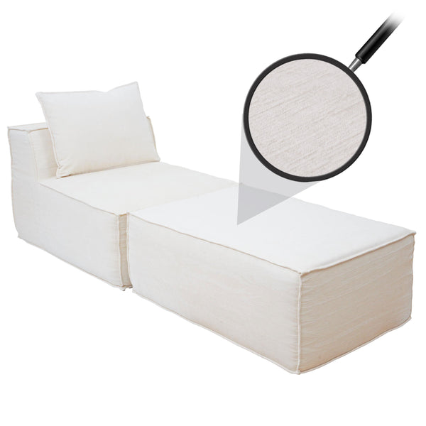 Chaiselongue Ottomane Recamiere Stoff 63x75x194cm creme