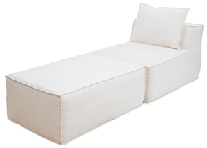Chaiselongue Ottomane Recamiere Stoff 63x75x194cm creme
