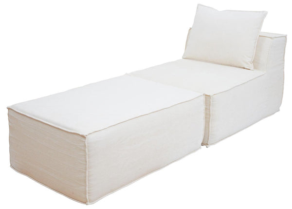 Chaiselongue Ottomane Recamiere Stoff 63x75x194cm creme