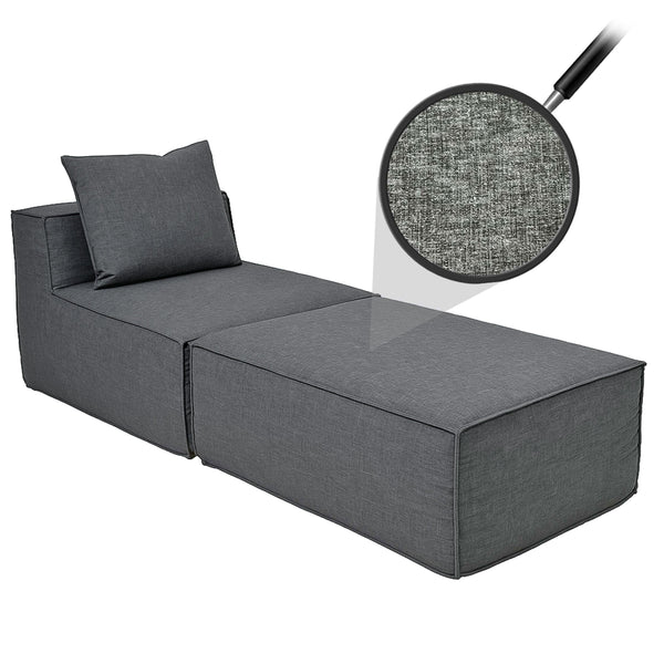 Chaiselongue Ottomane Recamiere Stoff 63x75x194cm dunkelgrau