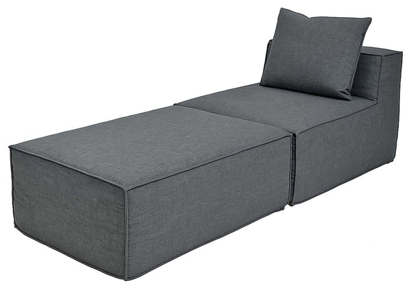 Chaiselongue Ottomane Recamiere Stoff 63x75x194cm dunkelgrau