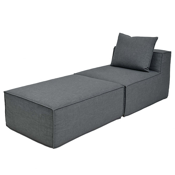 Chaiselongue Ottomane Recamiere Stoff 63x75x194cm dunkelgrau
