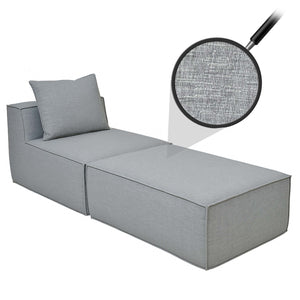 Chaiselongue Ottomane Recamiere Stoff 63x75x194cm hellgrau