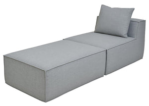 Chaiselongue Ottomane Recamiere Stoff 63x75x194cm hellgrau