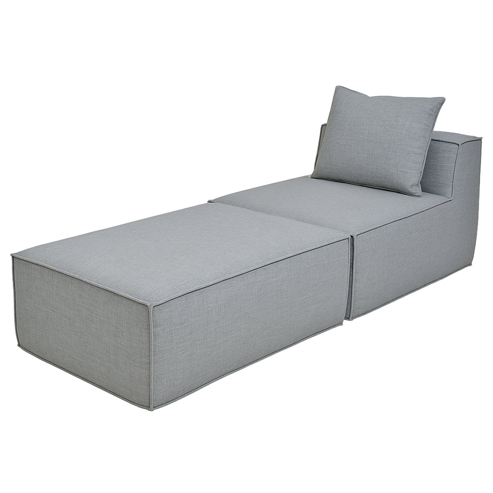 Chaiselongue Ottomane Recamiere Stoff 63x75x194cm hellgrau