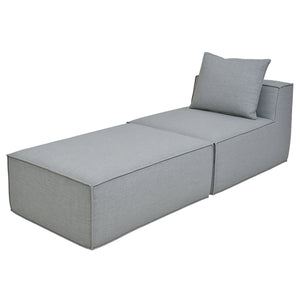 Chaiselongue Ottomane Recamiere Stoff 63x75x194cm hellgrau