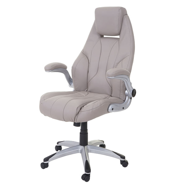 Ergonomischer Chefsessel Kunstleder taupe-grau, drehbar, MVG-zertifiziert