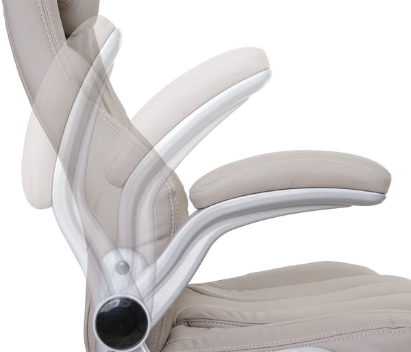 Ergonomischer Chefsessel Kunstleder taupe-grau, drehbar, MVG-zertifiziert