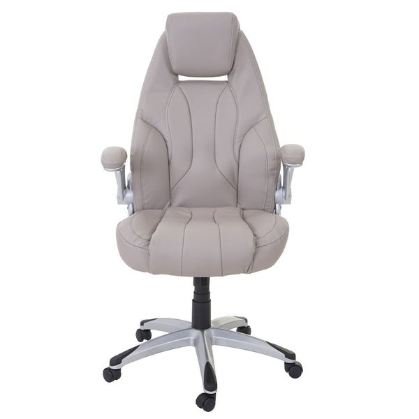 Ergonomischer Chefsessel Kunstleder taupe-grau, drehbar, MVG-zertifiziert