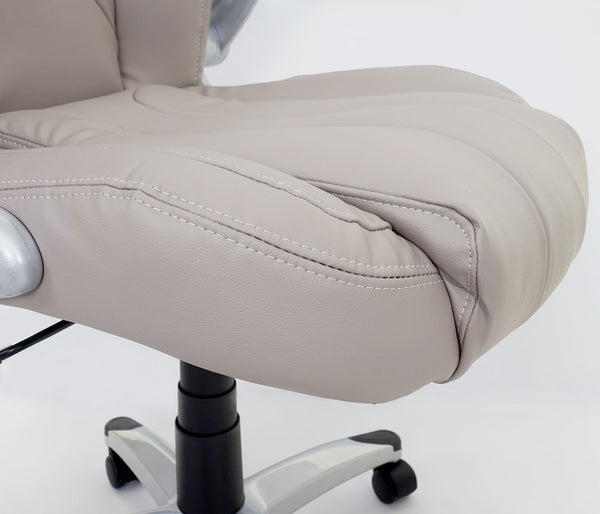 Ergonomischer Chefsessel Kunstleder taupe-grau, drehbar, MVG-zertifiziert