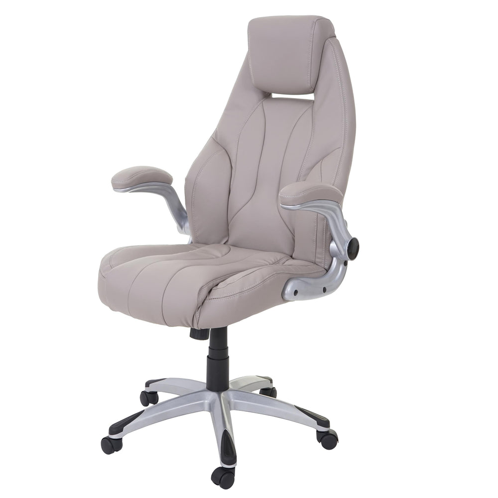 Ergonomischer Chefsessel Kunstleder taupe-grau, drehbar, MVG-zertifiziert