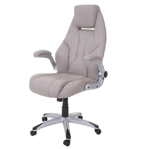 Ergonomischer Chefsessel Kunstleder taupe-grau, drehbar, MVG-zertifiziert