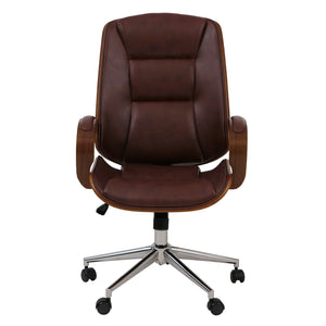 Ergonomischer Chefsessel aus Kunstleder in Walnuss-Optik, rotbraun