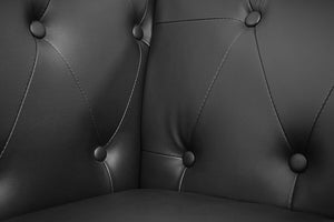 Chesterfield Lounge 2er Sofa Couch Schwarz - runde Füsse