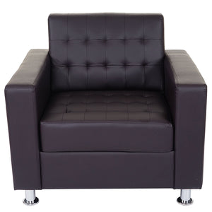 Clubsessel Loungesessel Kunstleder mit Metallfüssen braun