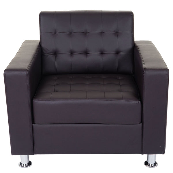 Clubsessel Loungesessel Kunstleder mit Metallfüssen braun