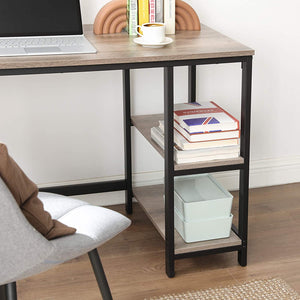Computertisch Eckschreibtisch L-förmig Regale Büro Holz Greige Schwarz