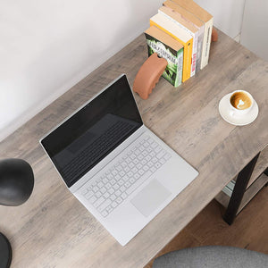 Computertisch Eckschreibtisch L-förmig Regale Büro Holz Greige Schwarz