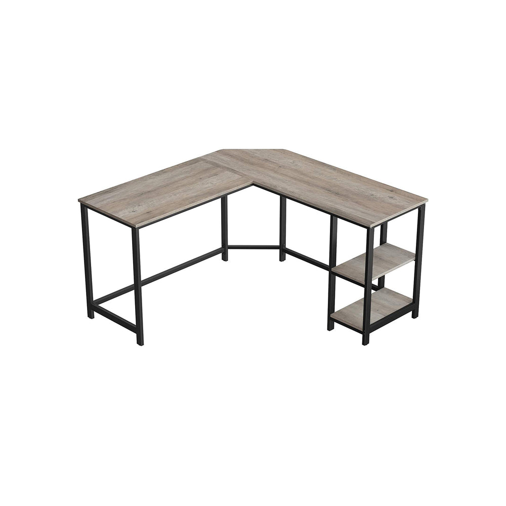 Bureau d'ordinateur, bureau d'angle, en forme de L, étagères, bureau, bois, gris-beige, noir