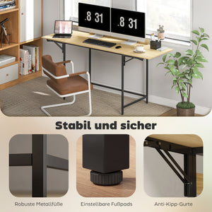Computertisch klappbar mit ausziehbaren Platten Eiche Schwarz