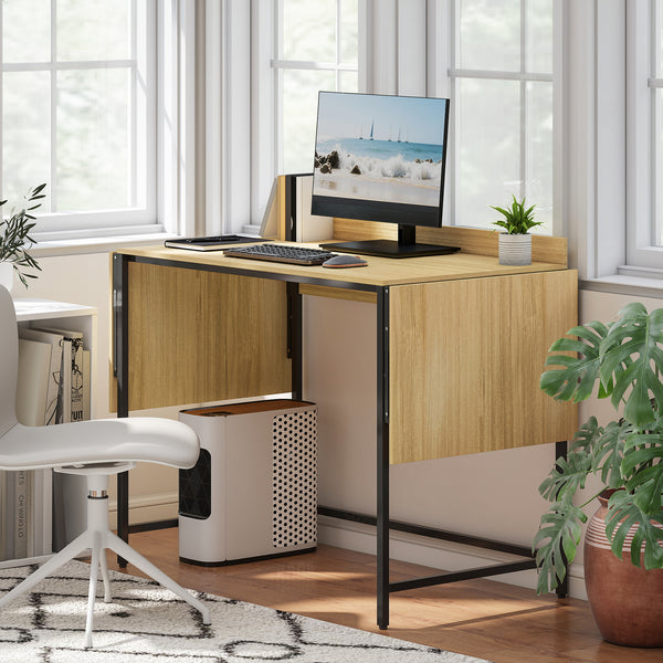 Computertisch klappbar mit ausziehbaren Platten Eiche Schwarz