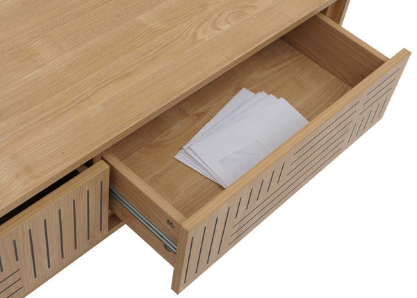 Couchtisch Sofatisch Wohnzimmertisch Beistelltisch 2 Schubladen 40x120x60cm Ulme natur