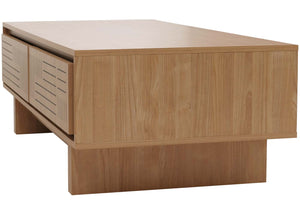 Couchtisch Sofatisch Wohnzimmertisch Beistelltisch 2 Schubladen 40x120x60cm Ulme natur